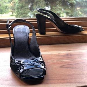 Tahari Blaze black peep toe slingback heels | 6.5